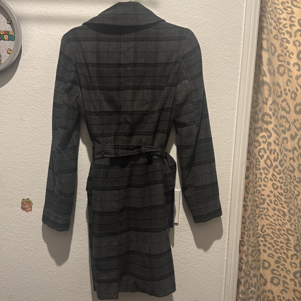 Converse Black Plaid Trench Coat View 2
